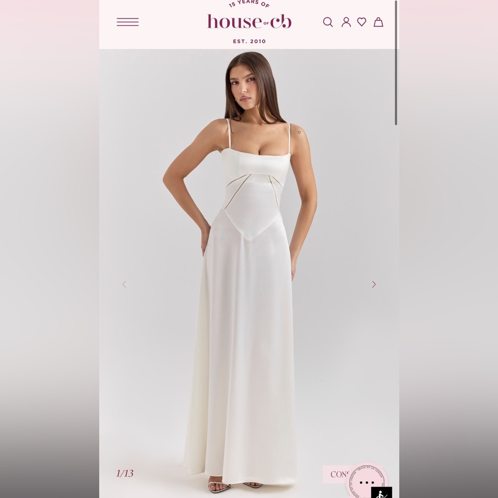 House of CB Anabella Satin Lace-Up Gown Ivory - Picture 4 of 8